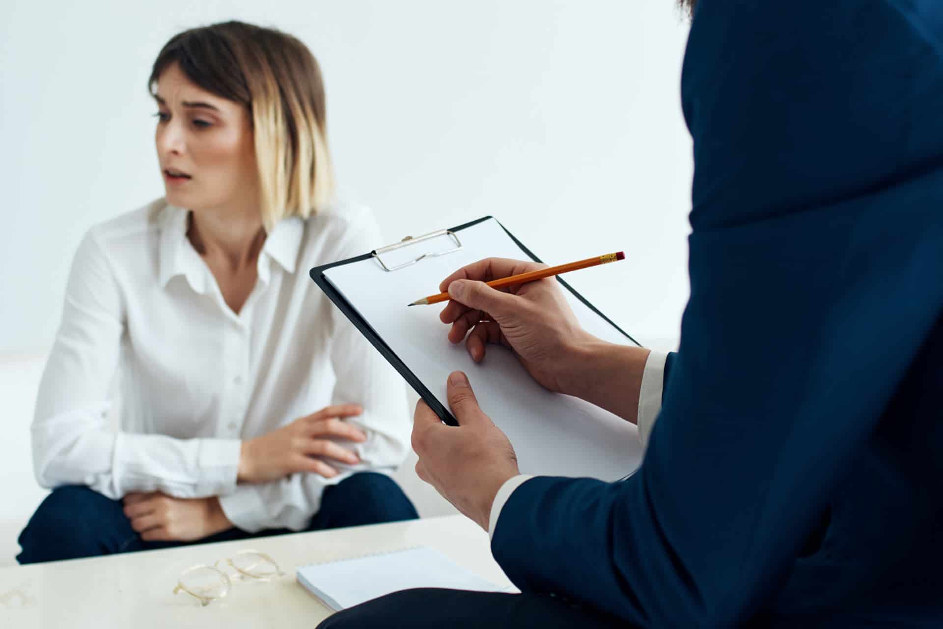 Background check for a woman during a job interview